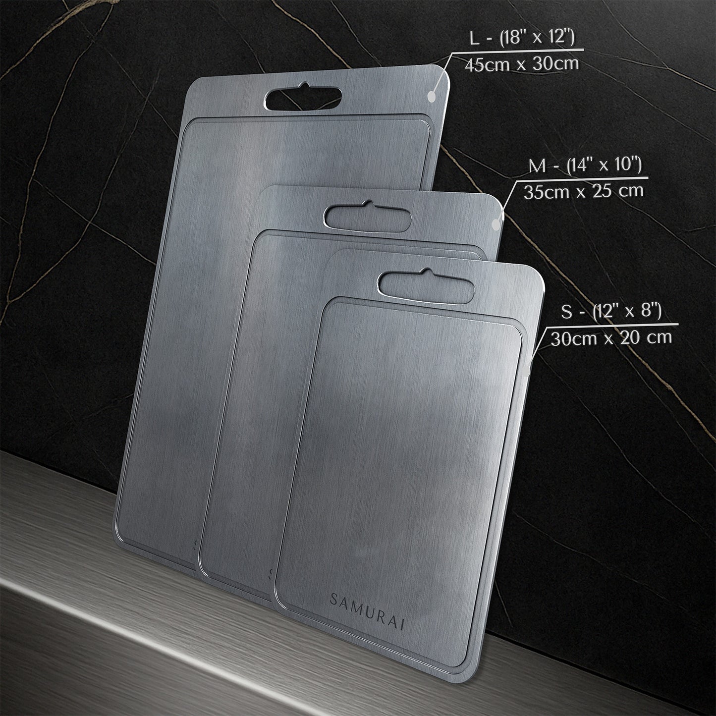 Samurai® Pure Certified Medical Grade Surgical Steel Cutting Board